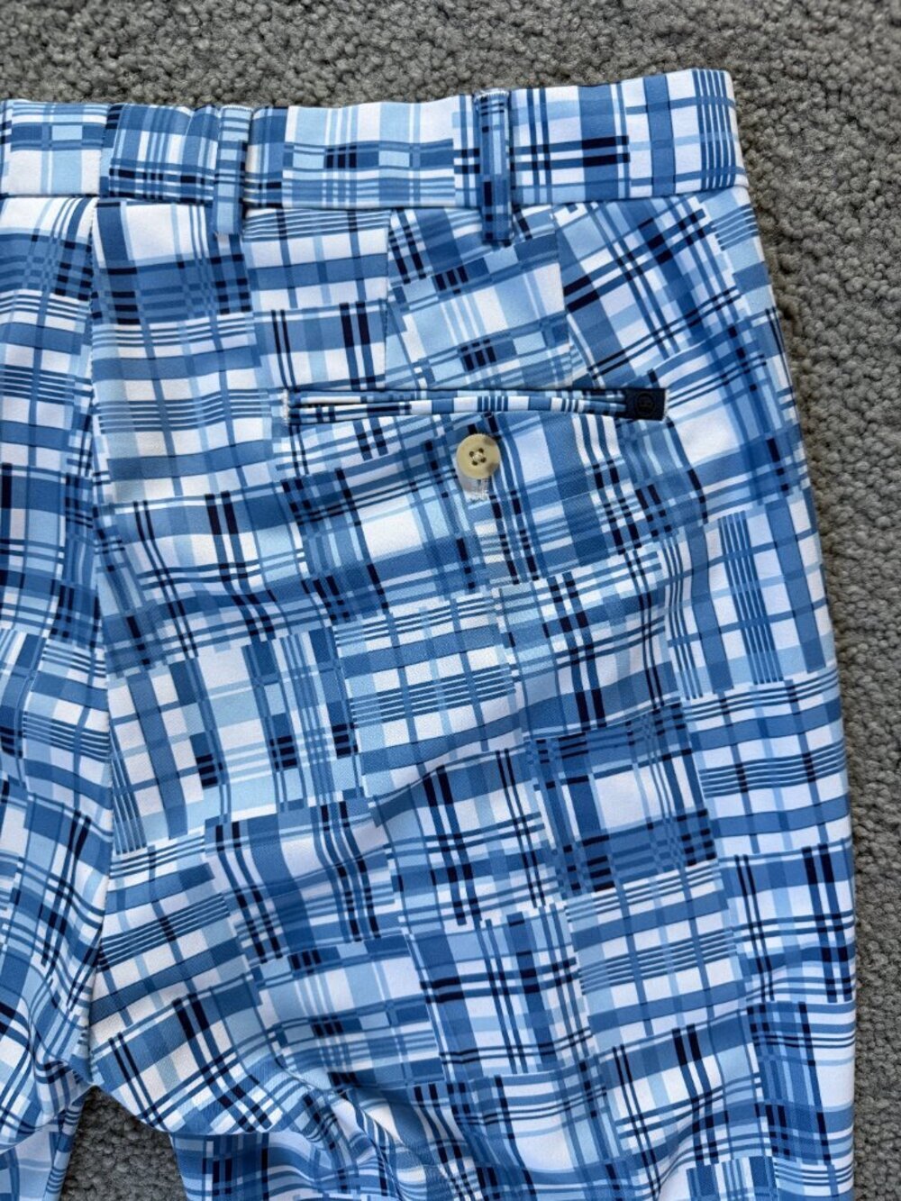 Peter Millar Crown Crafted "Stealth Madras" Golf Pants Blue Patchwork Sz. 33/32 - Picture 10 of 10